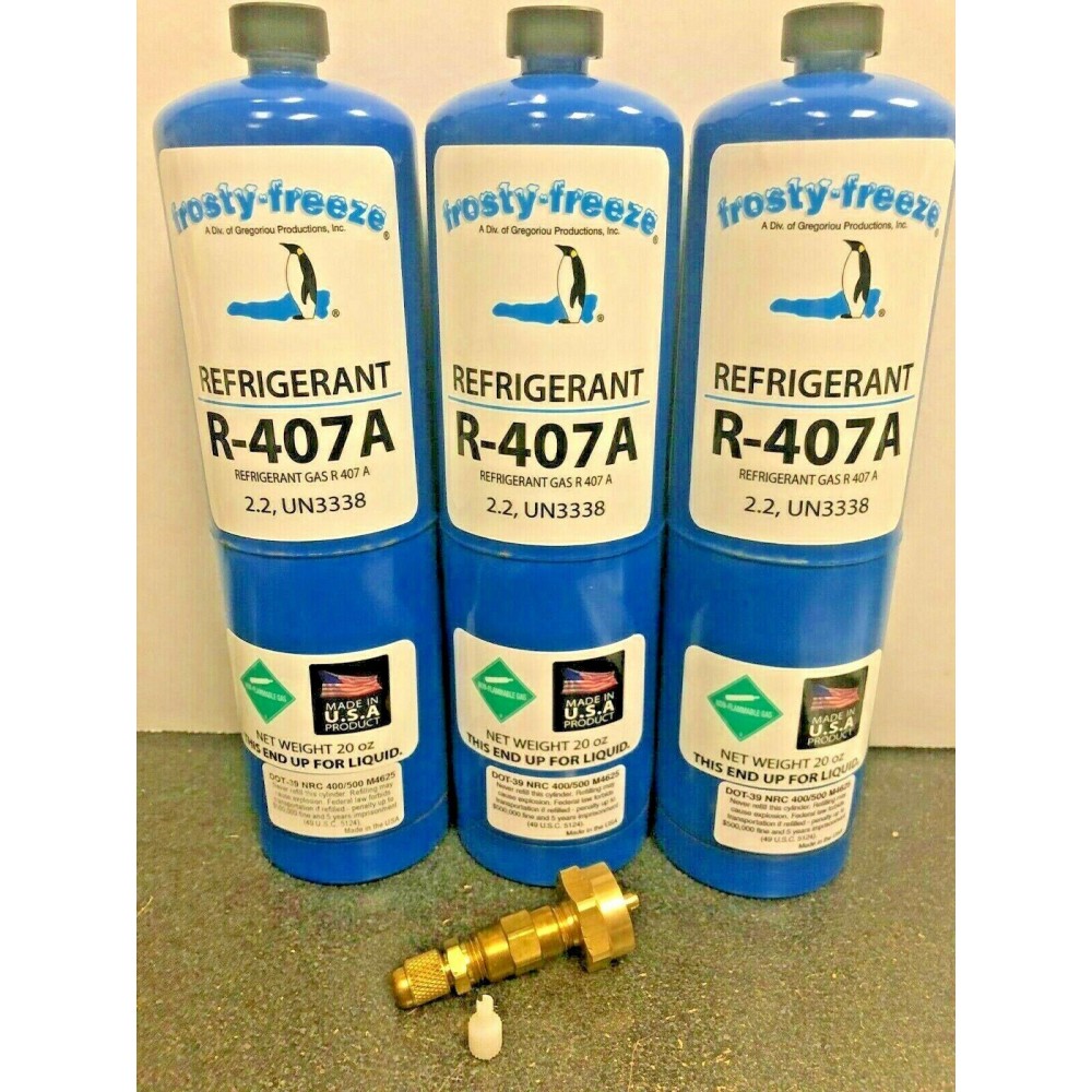 R407A, Refrigerant, (3) 20 oz. Cans, Can Taper, Low Medium Temp. Refrigeration