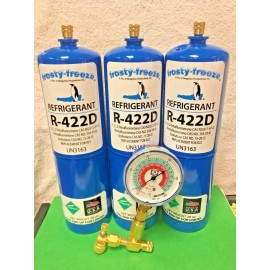 Refrigerant R422D, R-422D, R422 (R22 R-22 R-407C R-417A Substitute) 3 Can Kit