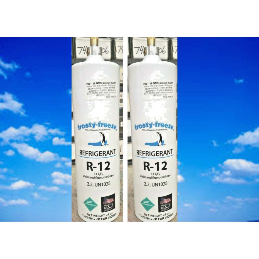 R12, R-12, Refrigerant 12, Dichlorodifluoromethane, (2) Disposable 28 oz Cans